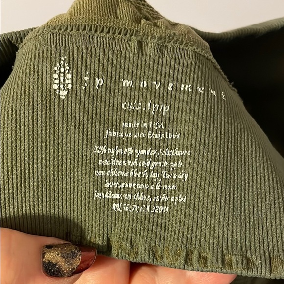 Free People Movement Olive Green High Neck Sports Bra Crop Top size XS/S - Picture 4 of 10